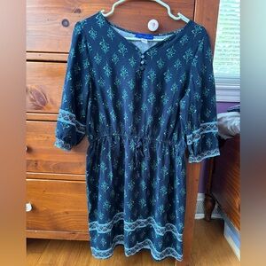 Floral Navy Dress with buttons